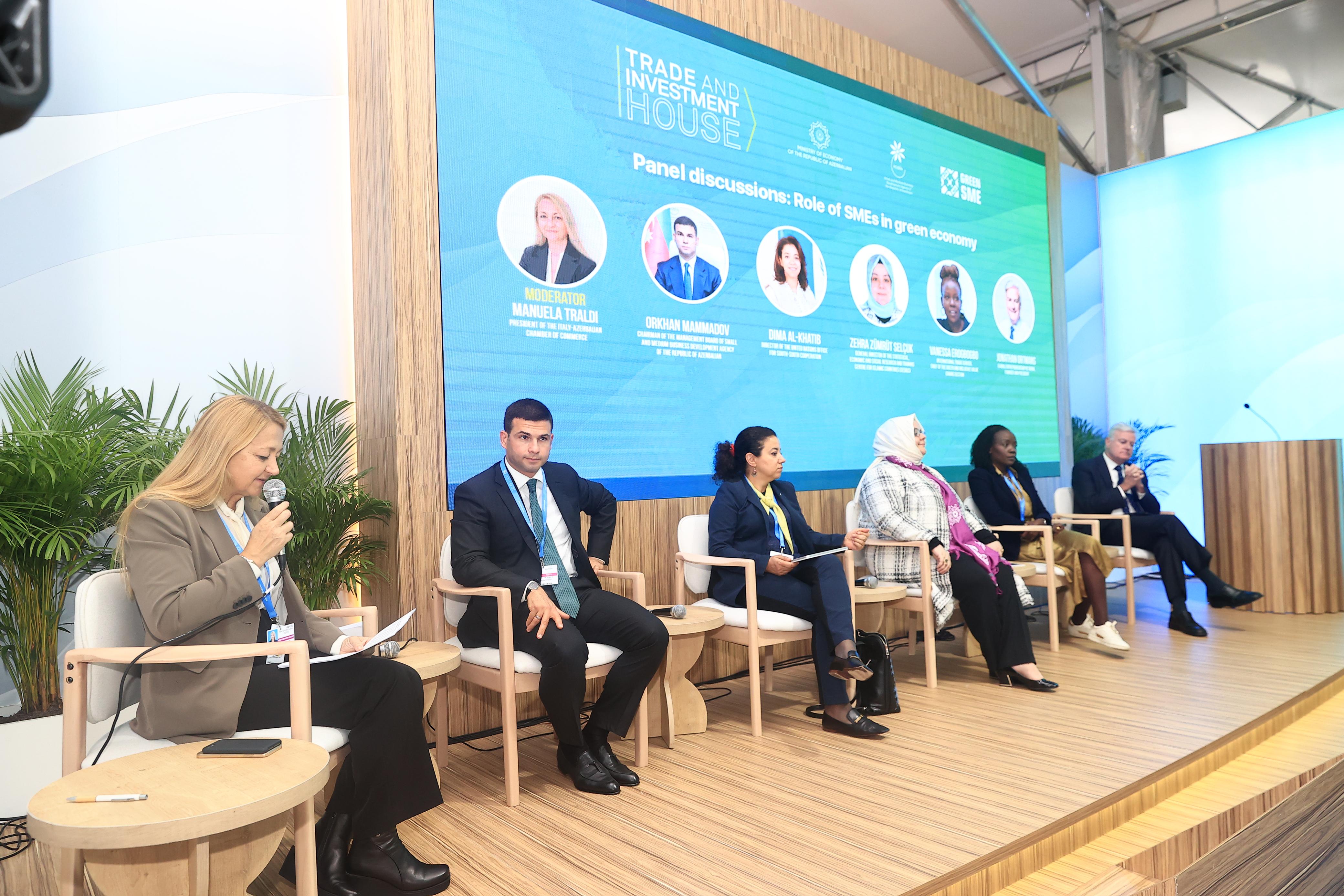 COP29 çərçivəsində “KOB-ların yaşıl iqtisadiyyatda rolu” mövzusunda panel müzakirə təşkil olunub