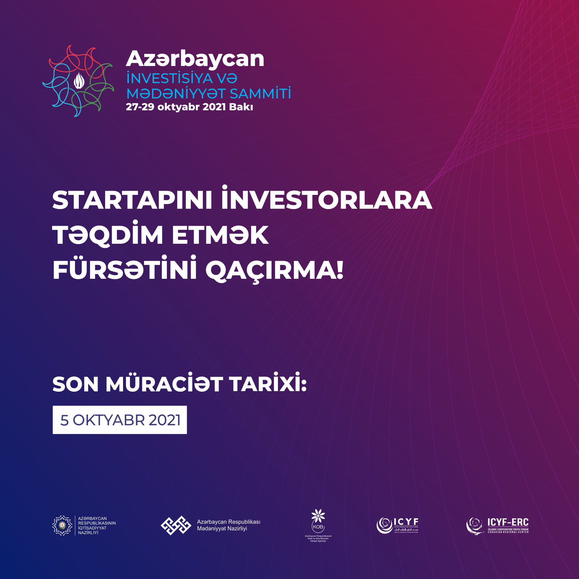 Azərbaycan İnvestisiya və Mədəniyyət Sammiti startaplara layihələrini investorlara təqdim etmək fürsəti verəcək 